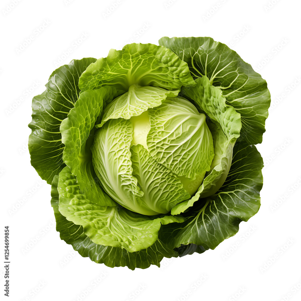 Obraz premium top view of Cabbage isolated on transparent background. Generative ai