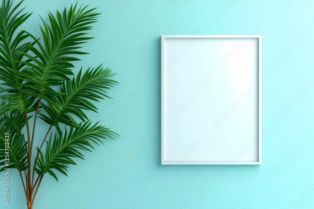 Tropical Leaf and Frame 3D Illustration Tropical Leaf and Frame 3D Illustration
