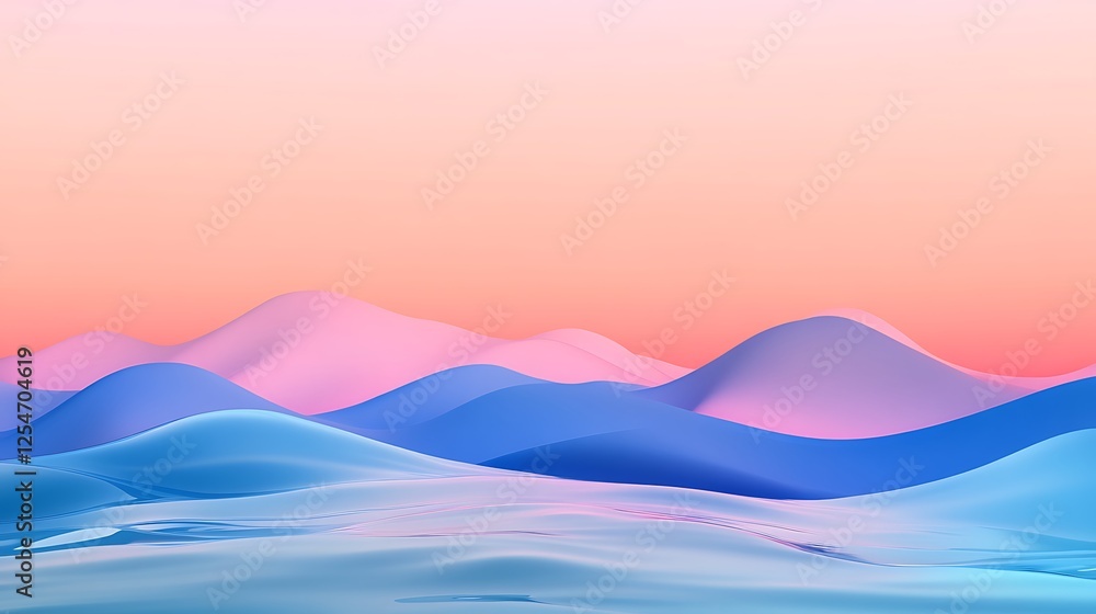 Fototapeta premium Abstract Pastel Hillscape Soft Hues Gentle Slopes