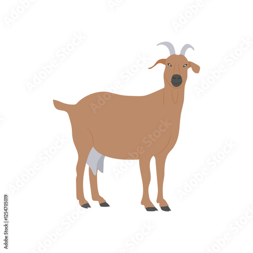 Goat, Farming Flat Vector Illustration