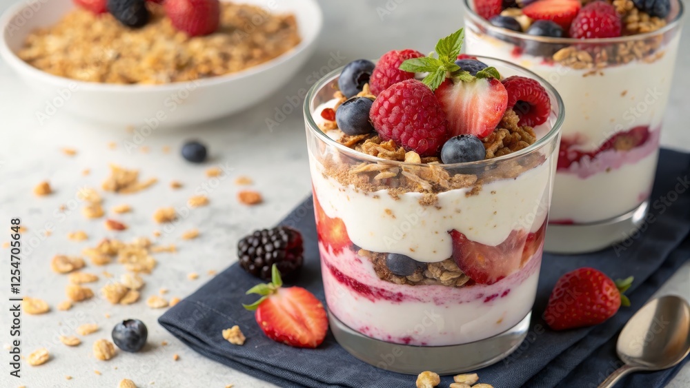 Berry Yogurt Parfait with Granola Layered Delight Berry Yogurt Parfait with Granola Layered Delight