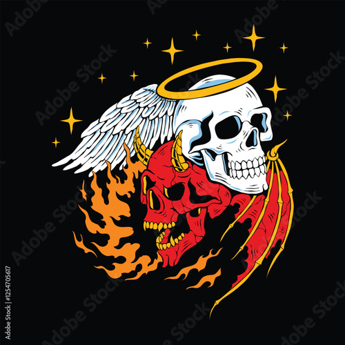 devil and angel artwork illustration vector