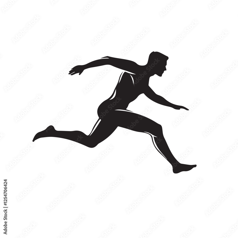 Silhouette of a Man Long Jumping - Vector Illustration Silhouette of a Man Long Jumping - Vector Illustration
