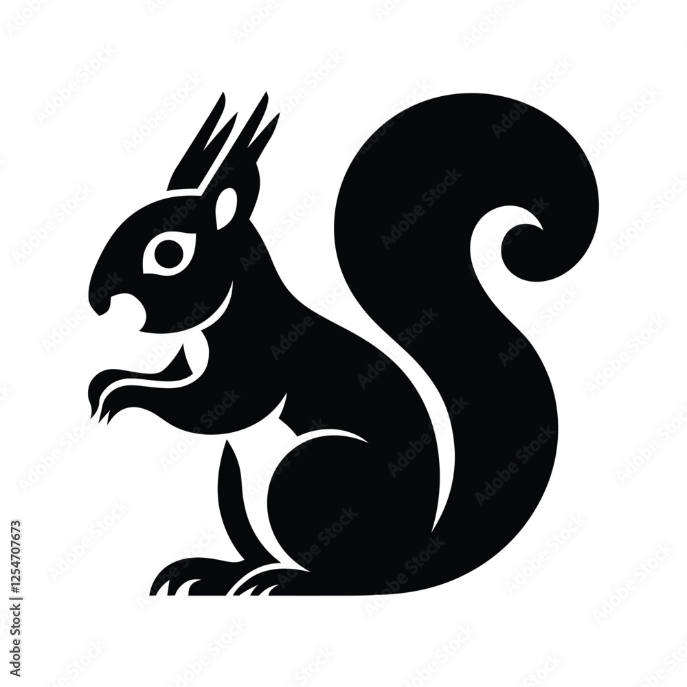 Black Silhouette Squirrel Vector Logo – Stylized Wildlife Icon Black Silhouette Squirrel Vector Logo – Stylized Wildlife Icon