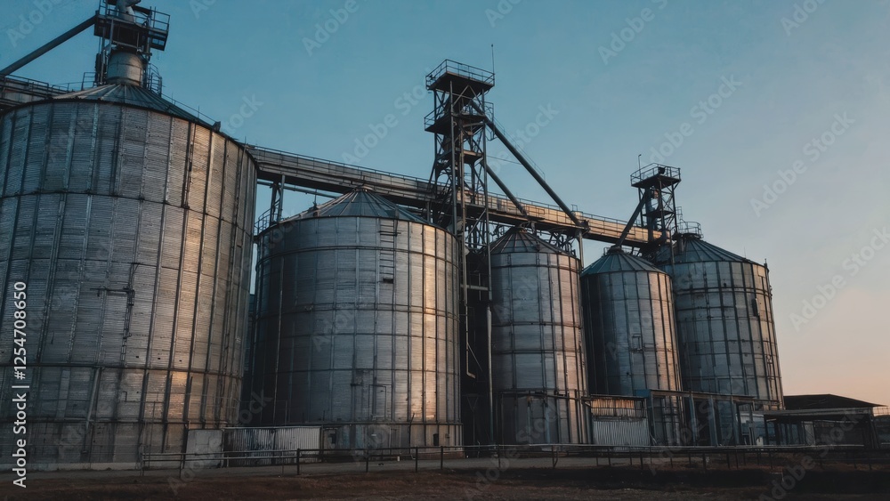 Large Grain Silos at Sunset Large Grain Silos at Sunset