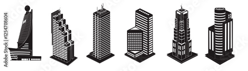 vector set of tall and luxurious modern buildings