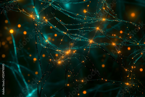 Wallpaper Mural Vibrant Technology Grid With Glowing Particles and Undulating Structures Torontodigital.ca