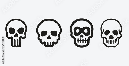 vector of a different versions of a skull minimal and simple