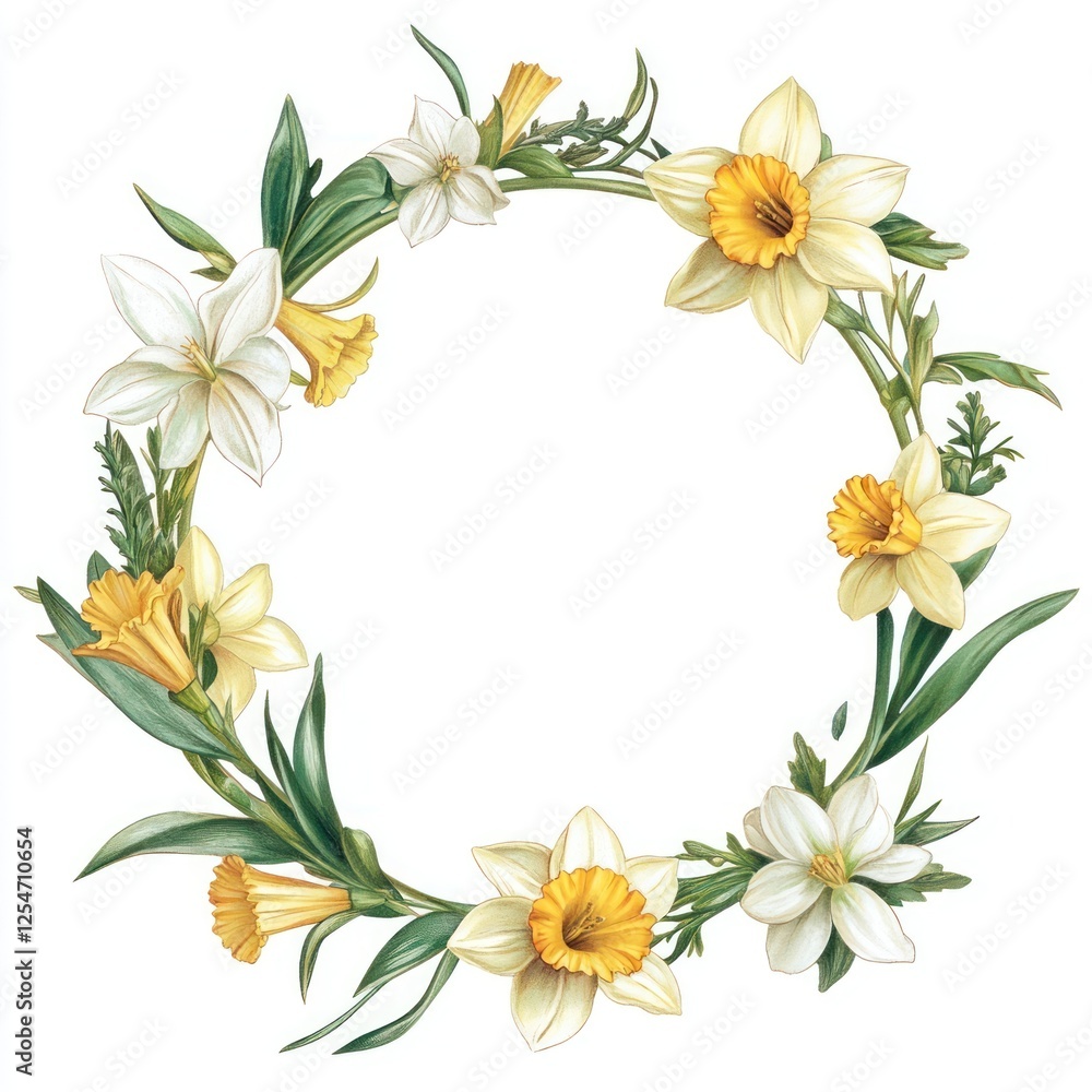 Victorian art daffodils botanical flowers. Victorian art daffodils botanical flowers.
