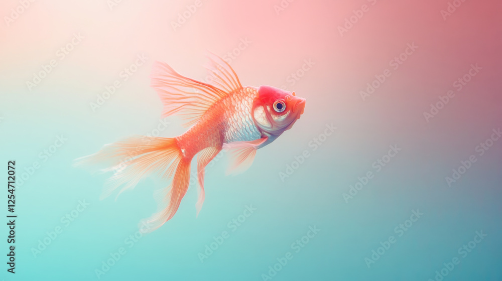 goldfish swims in colorful gradient background goldfish swims in colorful gradient background