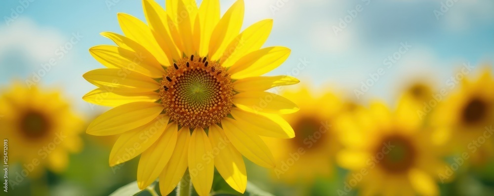 Obraz premium Close-up of sunflower, pollen, sharp focus, sunny day , botany, light