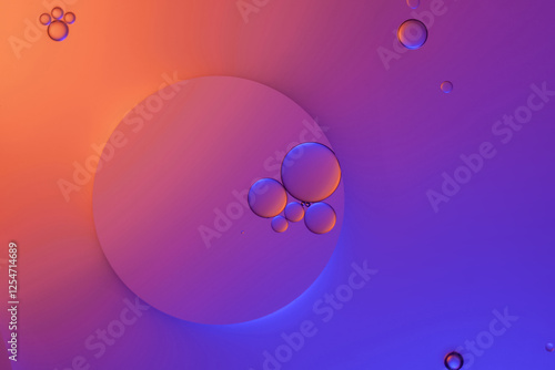 Top view movement of oil bubbles in the liquid