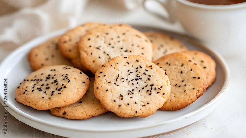 Deliciously golden Black Sesame Cookies, Generative AI Deliciously golden Black Sesame Cookies, Generative AI