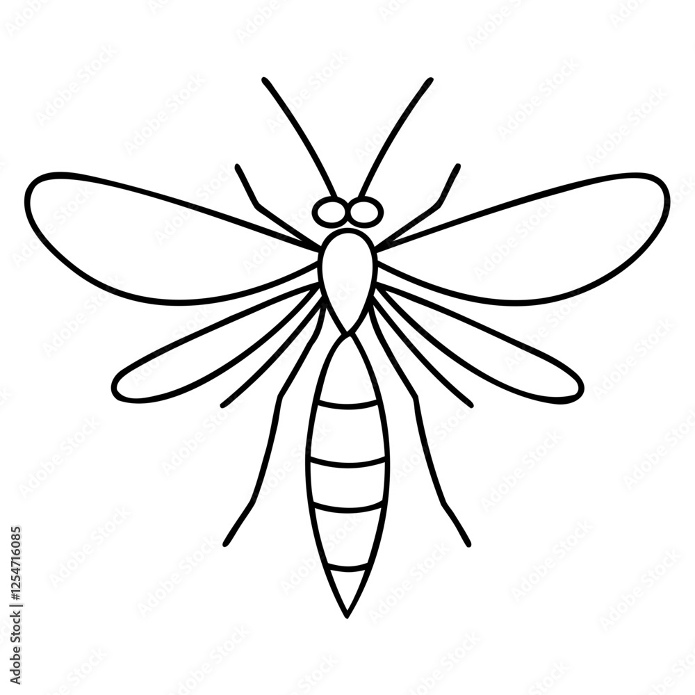 High-Quality Mosquito Line Drawing Vector Outline Isolated on Transparent Background High-Quality Mosquito Line Drawing Vector Outline Isolated on Transparent Background