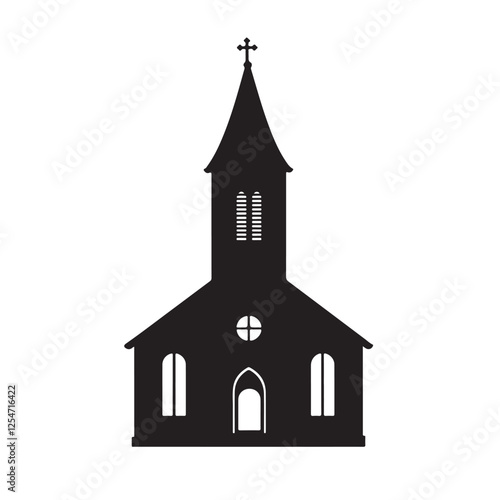 Silhouette of a Church Building - Vector Illustration