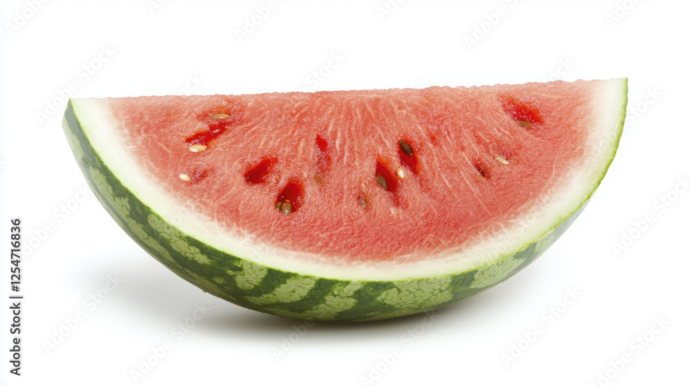 Fresh watermelon slice with vibrant red flesh and green rind Fresh watermelon slice with vibrant red flesh and green rind