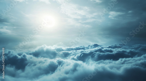 Wallpaper Mural serene sky with sun shining over fluffy clouds Torontodigital.ca