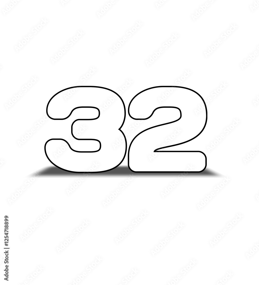 Desain nomber 32 background white Desain nomber 32 background white