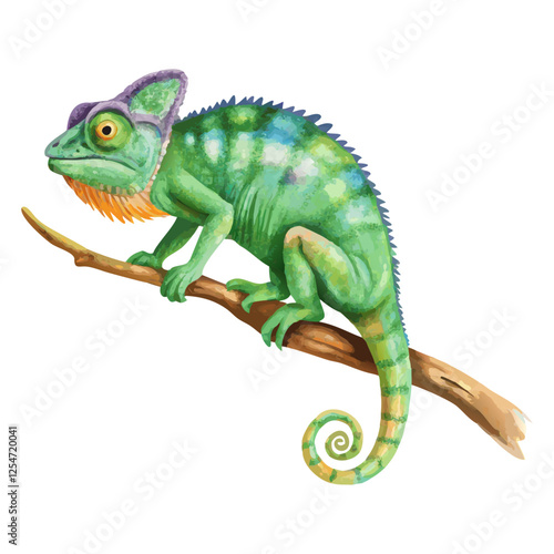 Wallpaper Mural Detailed green chameleon  watercolor painting  vector art design Torontodigital.ca