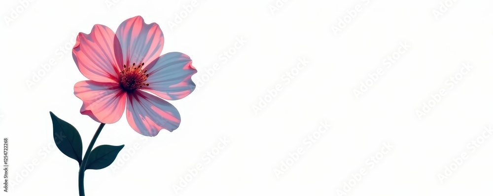 Fototapeta premium Bold single line art of a stylized flower, isolated against a pure white backdrop , art, flora