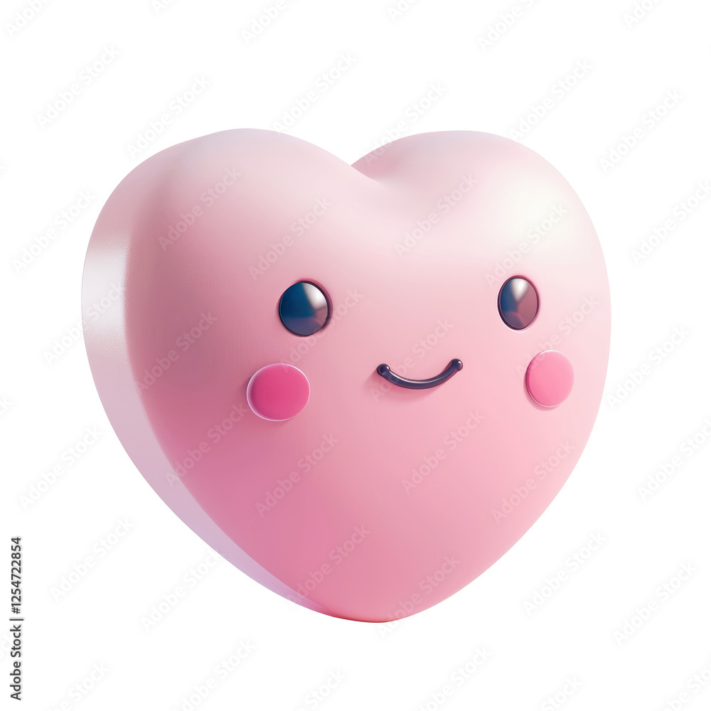 Cute pink heart-shaped character with a smiling face. Cute pink heart-shaped character with a smiling face.