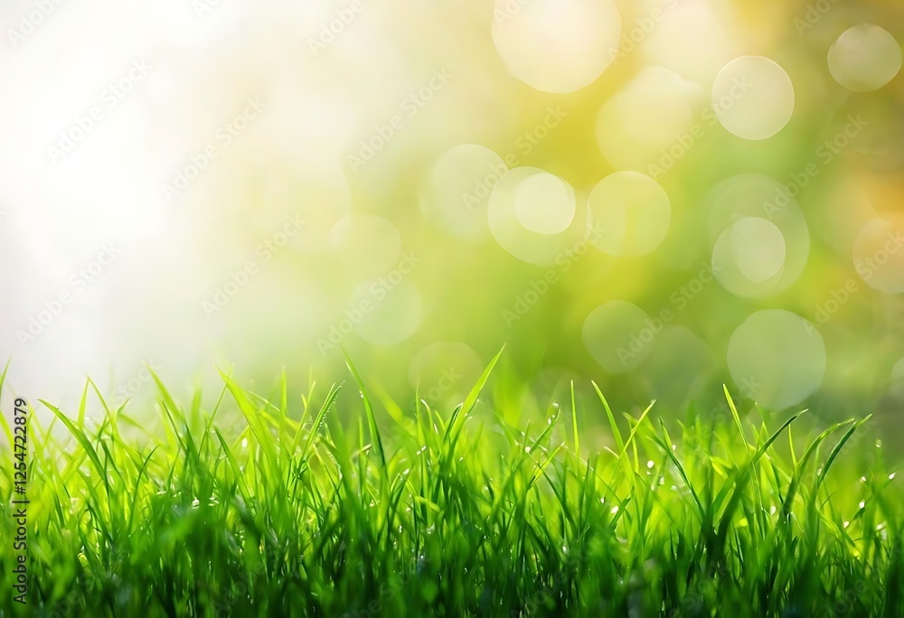 Close-Up Of Vibrant Lush Green Grass Under Sunlight Close-Up Of Vibrant Lush Green Grass Under Sunlight
