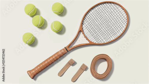 Tennis Equipment Flat Lay