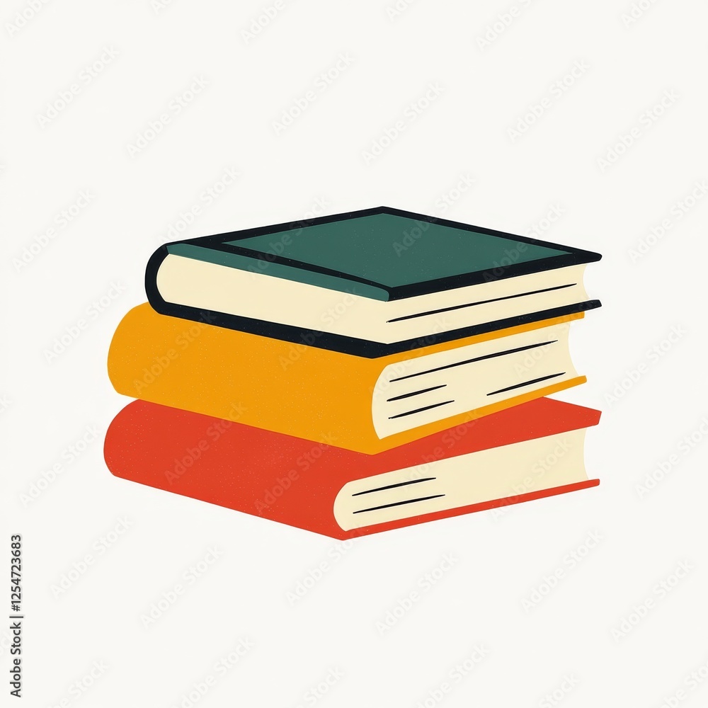 Stacked books, colorful covers, simple background, education concept, website illustration Stacked books, colorful covers, simple background, education concept, website illustration