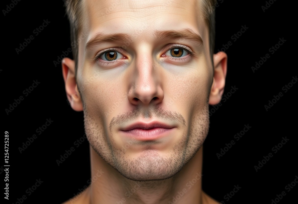 Obraz premium Photorealistic male portrait on black background