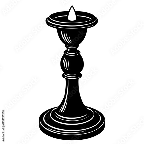 Candle holder with a base silhouette vector illustration 