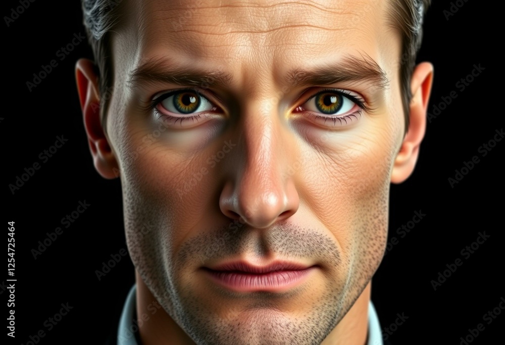 Obraz premium Serious male portrait on black background