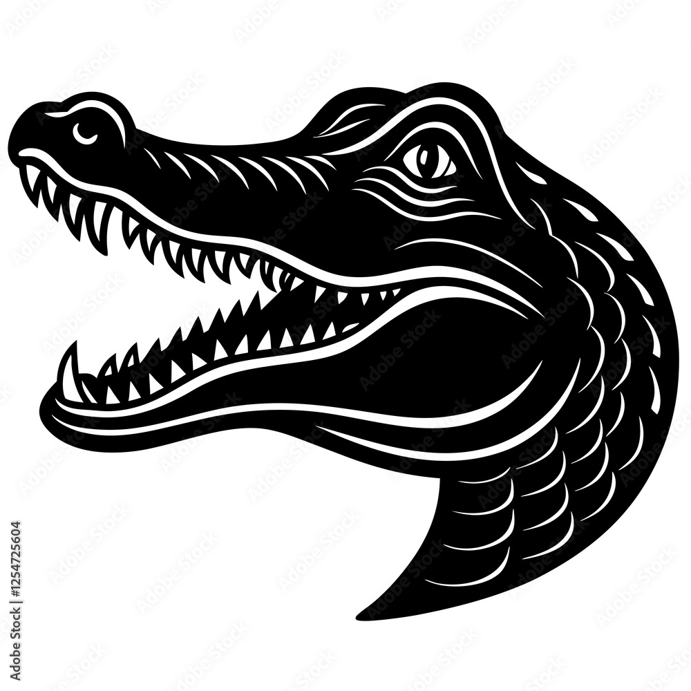 Crocodile with a jawline silhouette vector illustration Crocodile with a jawline silhouette vector illustration