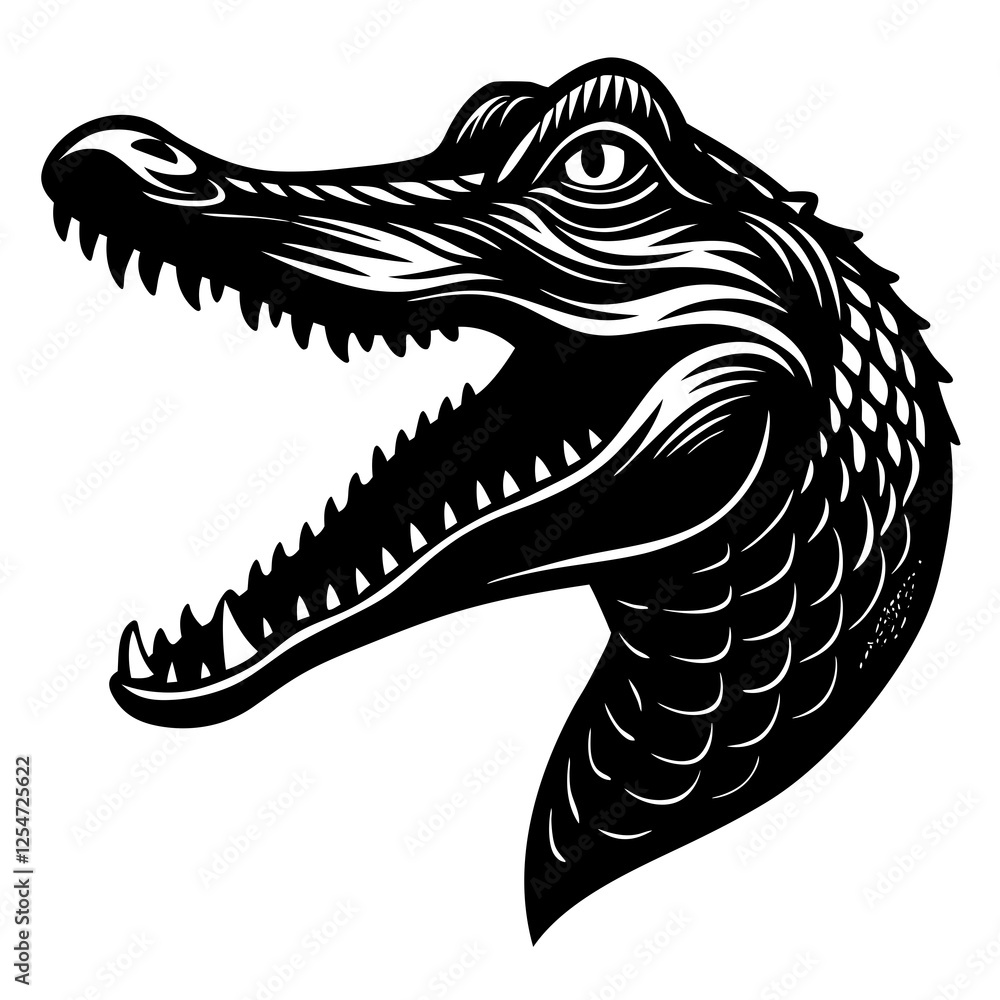 Crocodile with a jawline silhouette vector illustration Crocodile with a jawline silhouette vector illustration