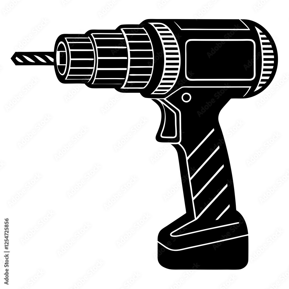 Drill with a grip section silhouette vector illustration Drill with a grip section silhouette vector illustration