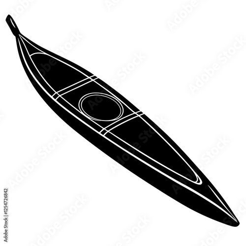 Kayak with a hull silhouette vector illustration 