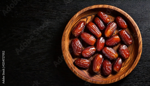 A rustic wooden plate holding an assortment of premium-quality dates