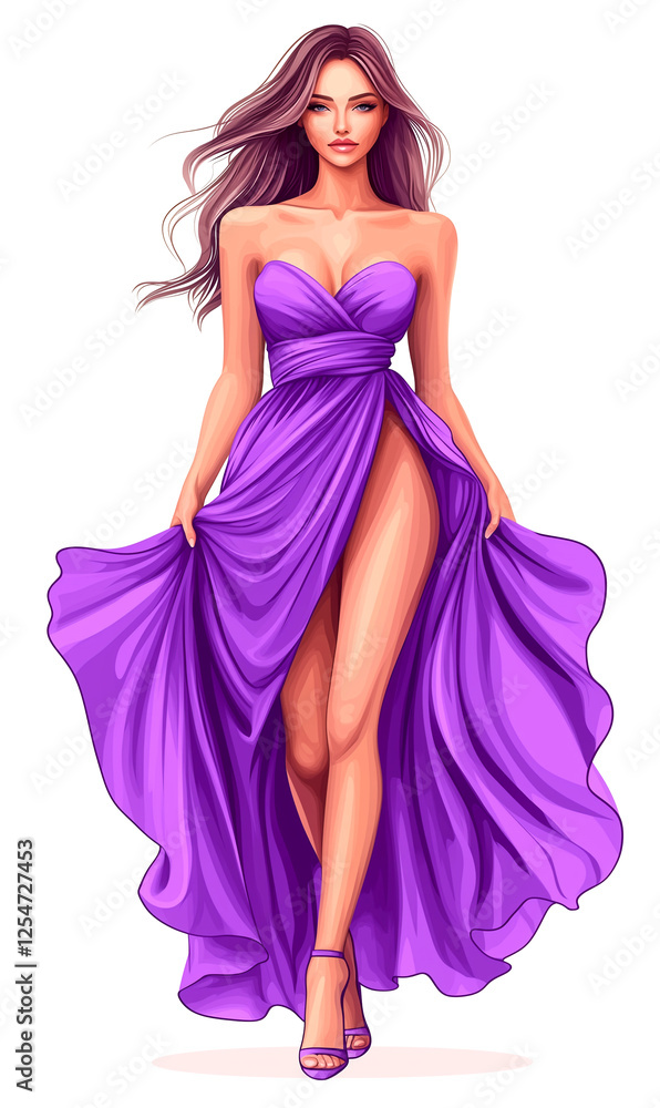 Illustration of Stylish fashion models. Pretty young girls. Fashion girls Sketch