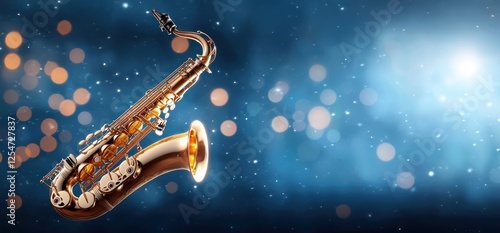 Wallpaper Mural A shimmering saxophone illuminated against a dreamy, bokeh background, evoking the essence of jazz music and creativity. Torontodigital.ca