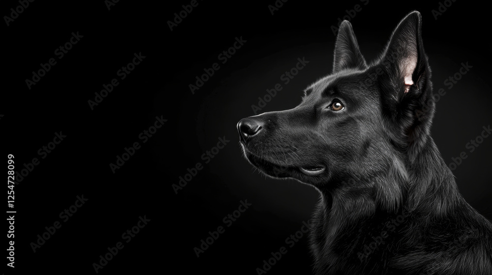 majestic black German Shepherd dog with focused expression, showcasing its strong features and alert demeanor majestic black German Shepherd dog with focused expression, showcasing its strong features and alert demeanor