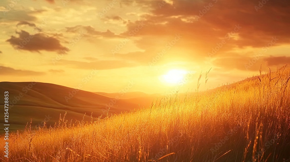 Rolling countryside under a golden sunset Rolling countryside under a golden sunset