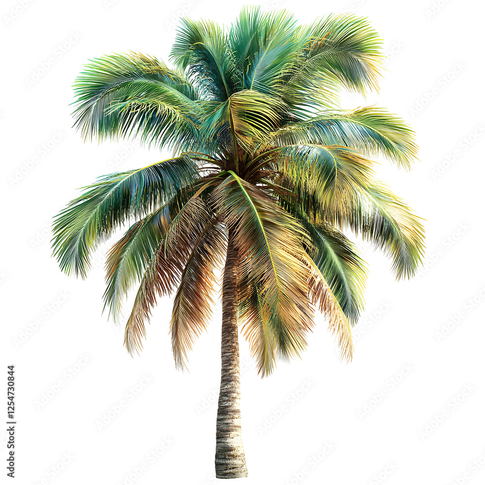 Obraz premium Palm tree with vibrant fronds against transparent backdrop