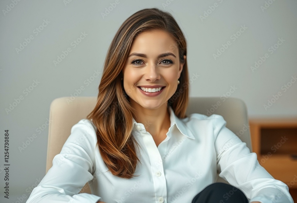 Photorealistic portrait of a female teacher in a comfortable setting Photorealistic portrait of a female teacher in a comfortable setting