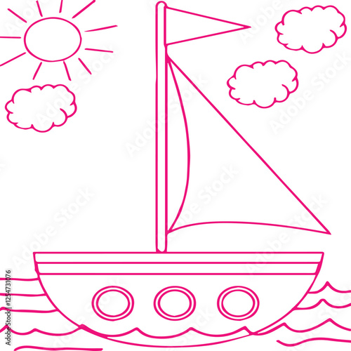 boat art with colorful design