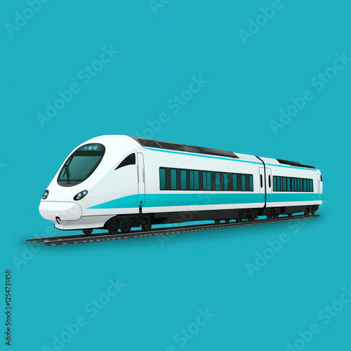 Modern high speed train on blue background, sleek and futuristic design photo