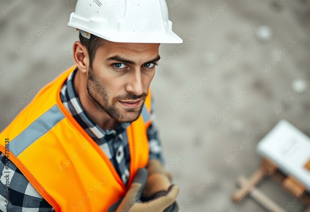 Male constructor worker on a building site Male constructor worker on a building site