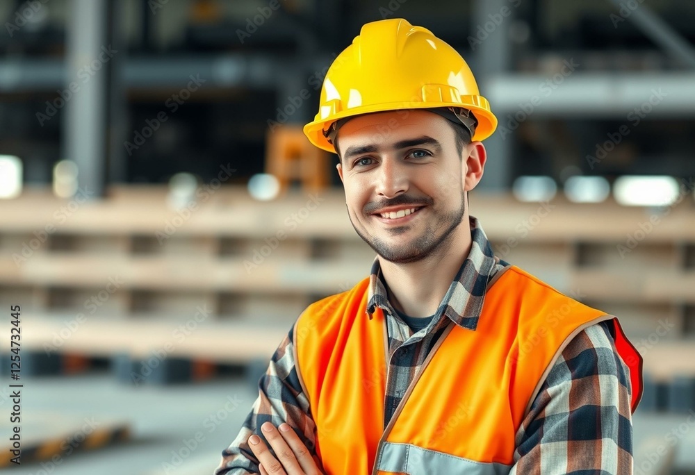 Male constructor worker on a building site Male constructor worker on a building site