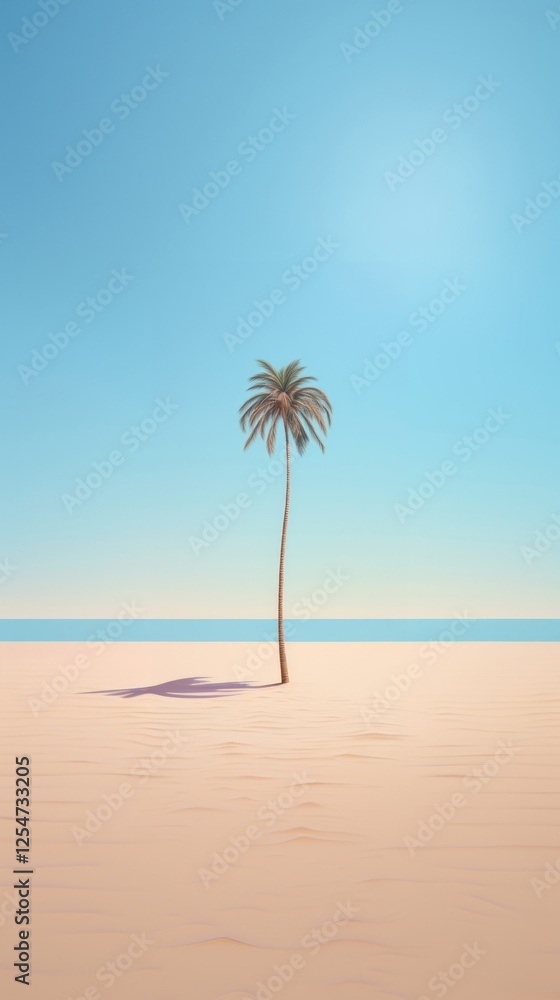 Fototapeta premium Minimal space a palm tree beach outdoors horizon.