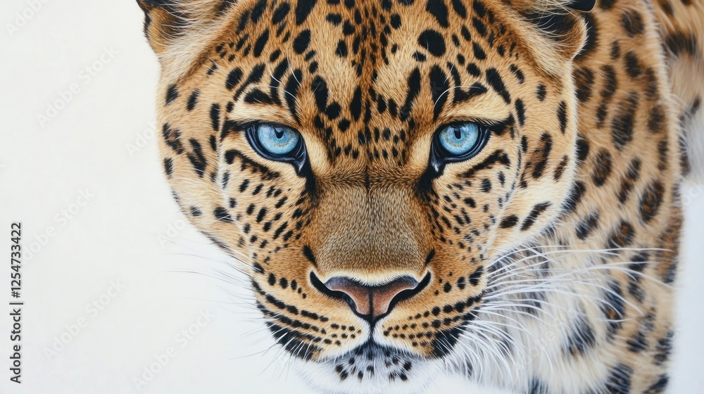 Naklejka premium A close-up portrait of an Amur leopard, making intense eye contact with the viewer, highlighting its striking coat