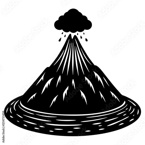 Volcano with a crater silhouette vector illustration 