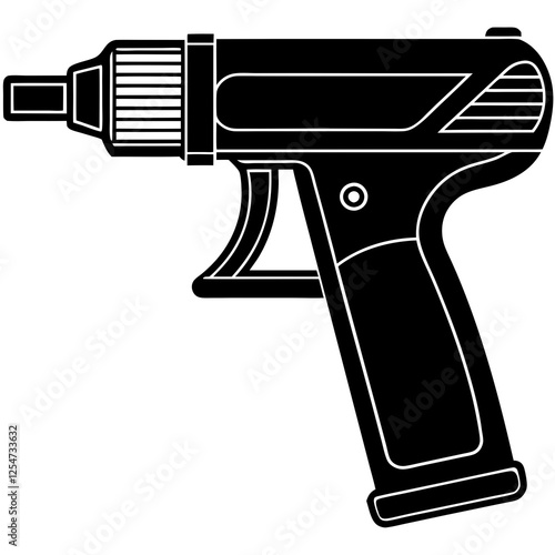 Nail gun with a trigger area silhouette vector illustration 